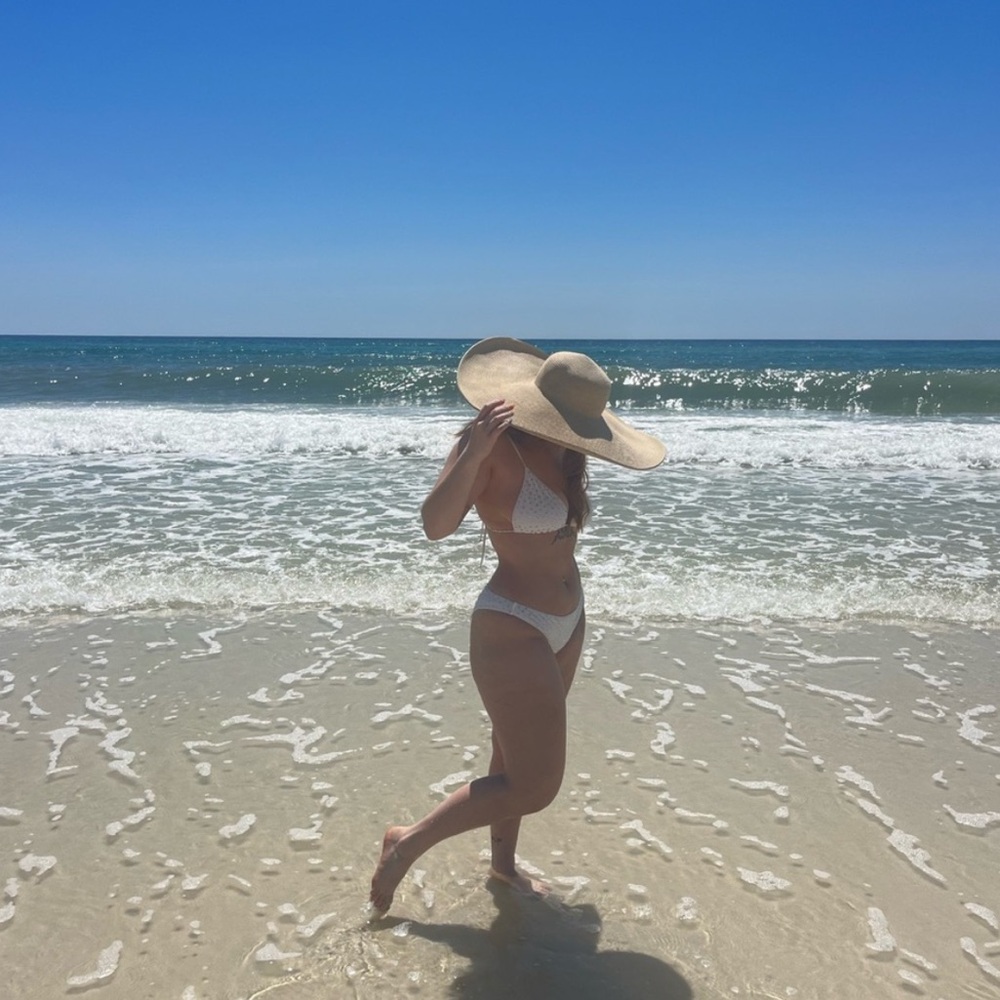 Show Me Your Mumu Cozumel High Side white rhinestone bikini top & bottom size L